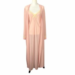 Gilligan & OMalley Nightgown & Robe Medium Pink Wedding Honeymoon Bridal Shower